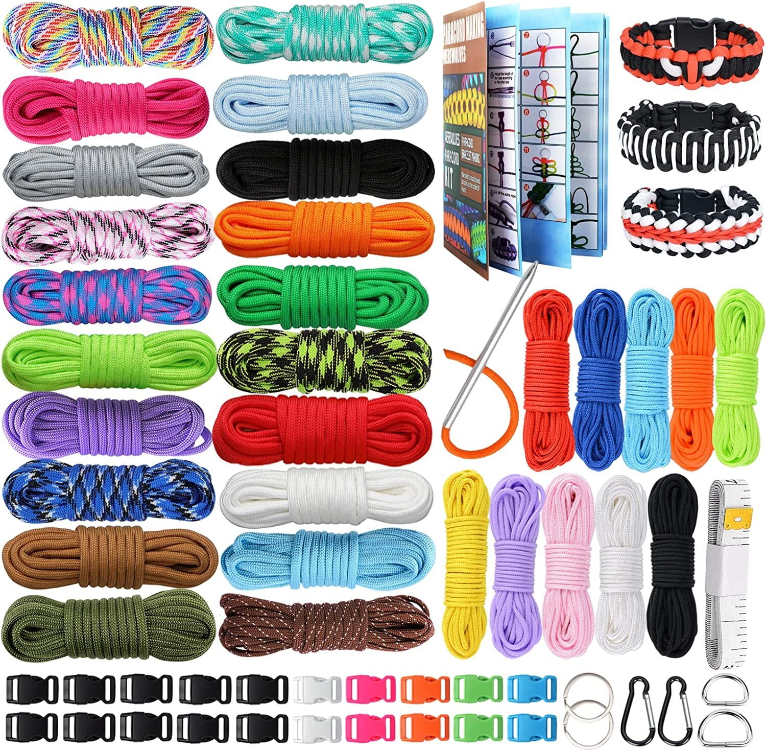  GeGeDa Paracord,Paracord 550 Combo Crafting Kits with 5 Types  Buckles,20 Feet Each Paracord Rope (Light Rainbow Set 200feet) (A-Set) :  Sports & Outdoors