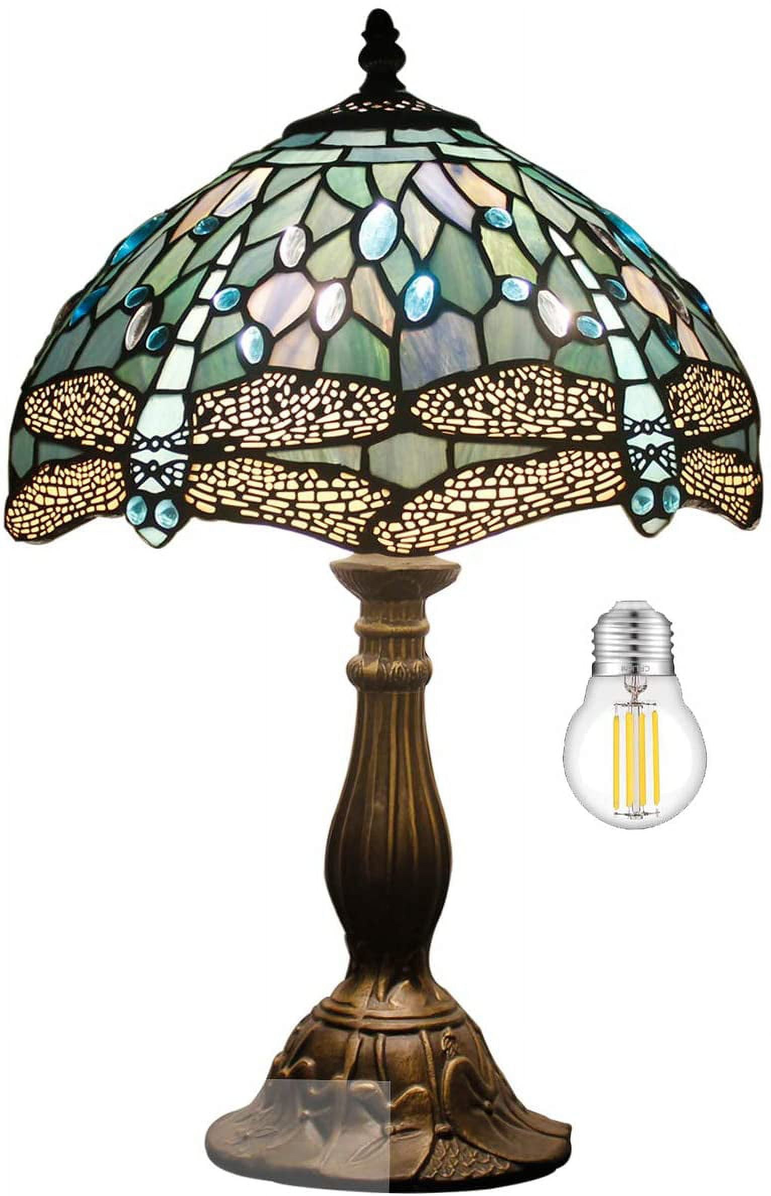 Tiffany desk lamp white blue stained glass baroque style shade table reading light w8h22 inch s003b werfactory lamps living room deals