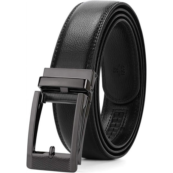 WERFORU Leather Ratchet Dress Belt for Men Perfect Fit Waist Size up to 50 inches with Automatic Buckle