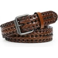 thumbnail image 1 of WERFORU Men’s Leather Braided Belt, Cowhide Leather Woven Belt for Jeans 1.3 Inch Wide with Prong Buckle, 1 of 6