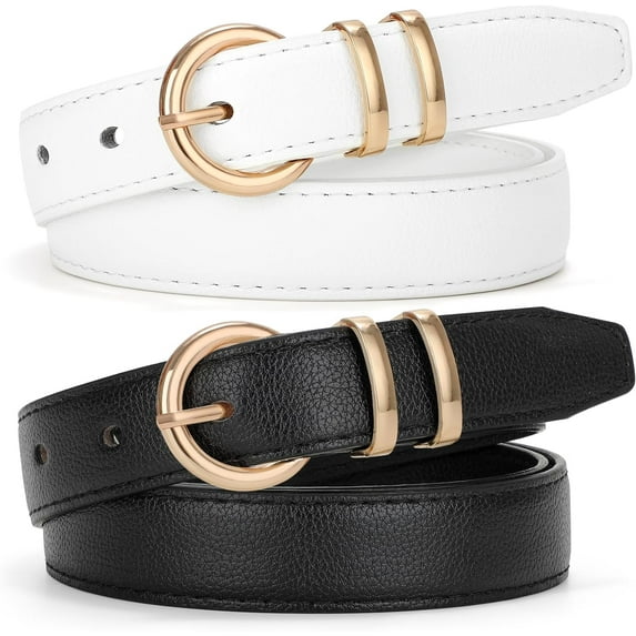 WERFORU Women Leather Belt Waist Skinny Dress Belts Solid Pin Buckle Belt for Jeans Pants