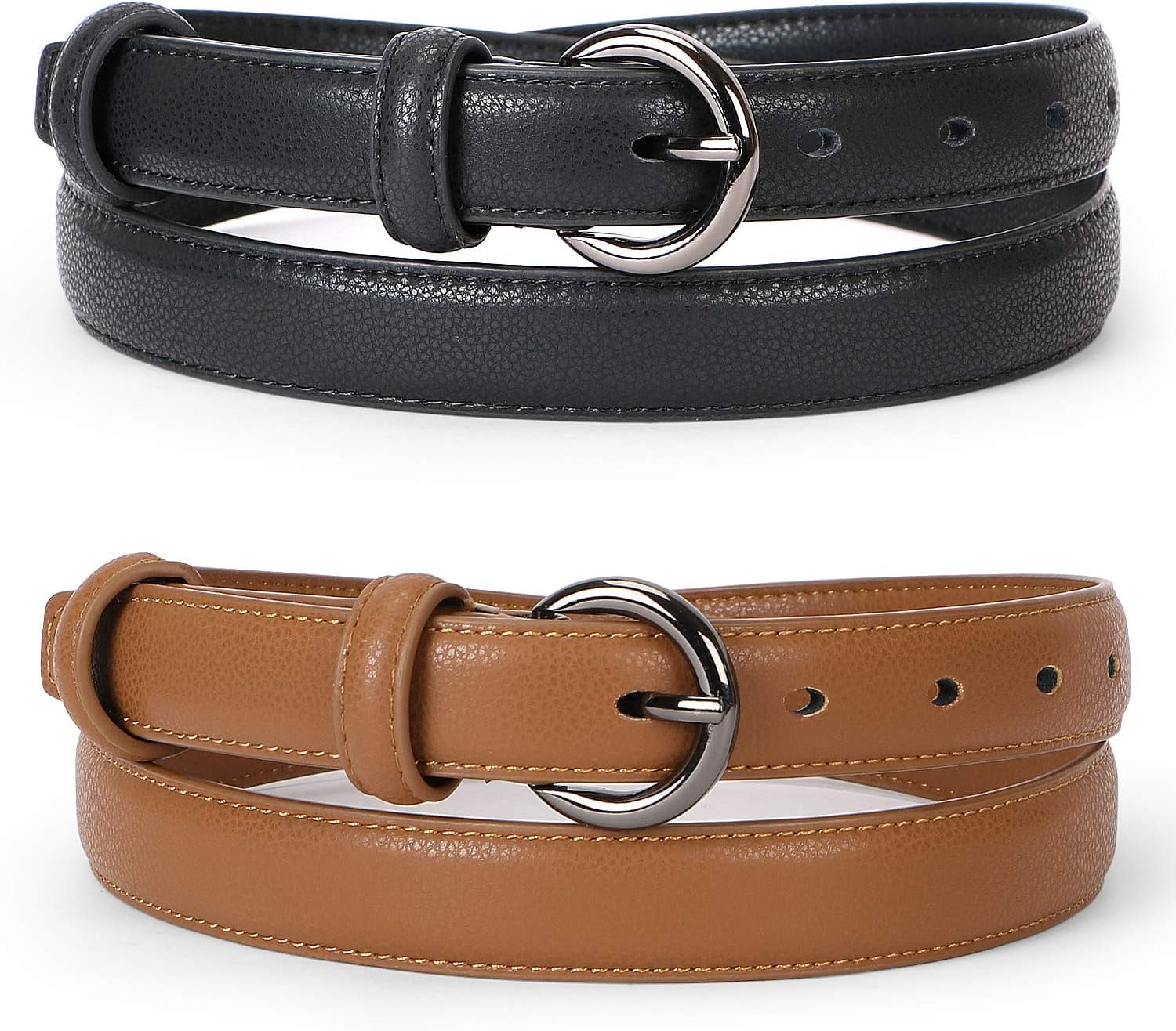 5281 Women’s Belt Skinny Leather Solid Color Pin Buckle Simple Waist For VONMELLI 2 Pack Women main image 2