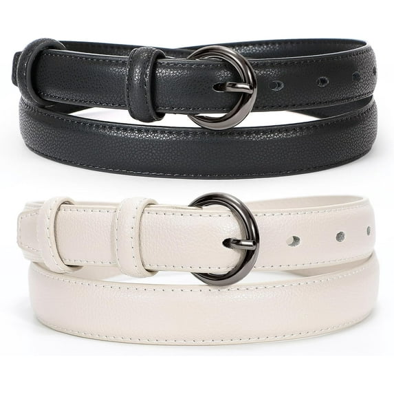WERFORU Women Leather Belt Waist Skinny Dress Belts Solid Pin Buckle Belt for Jeans Pants