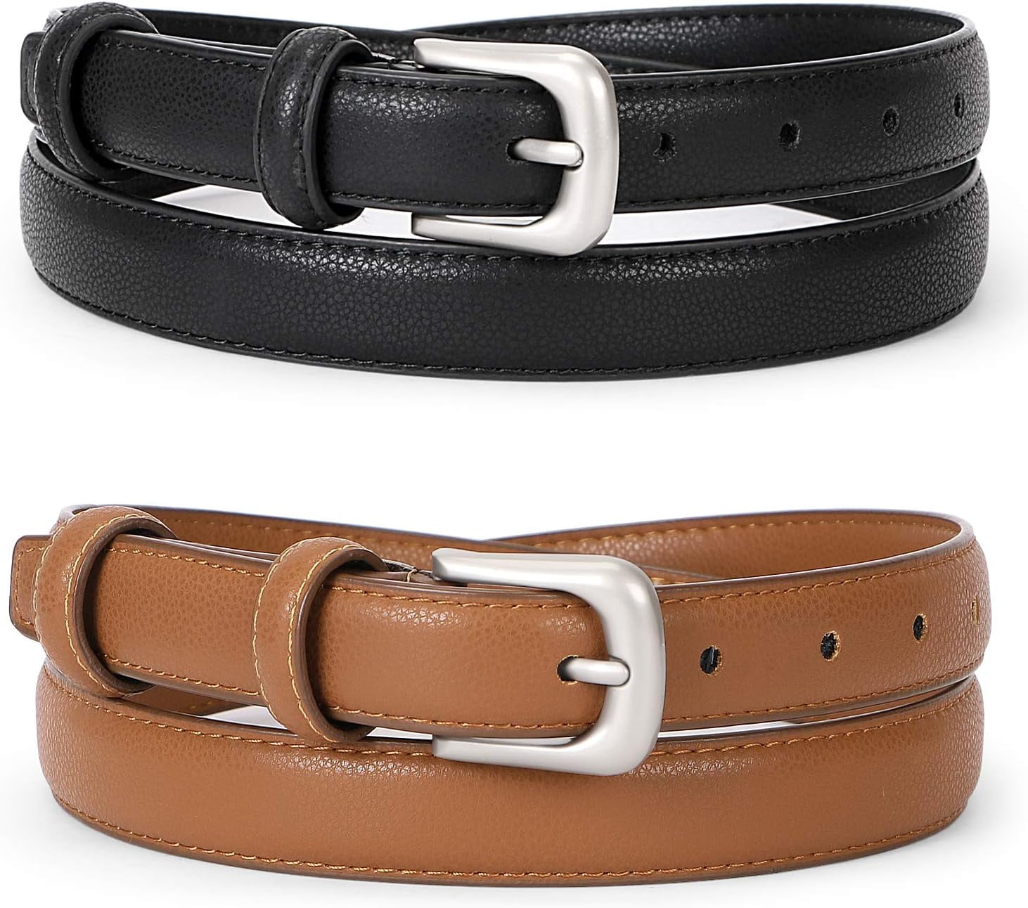 WERFORU Women Leather Belt Waist Skinny Dress Belts Solid 