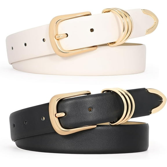WERFORU Women Leather Belt for Jeans Pants, Ladies Leather Belt with Gold Buckle