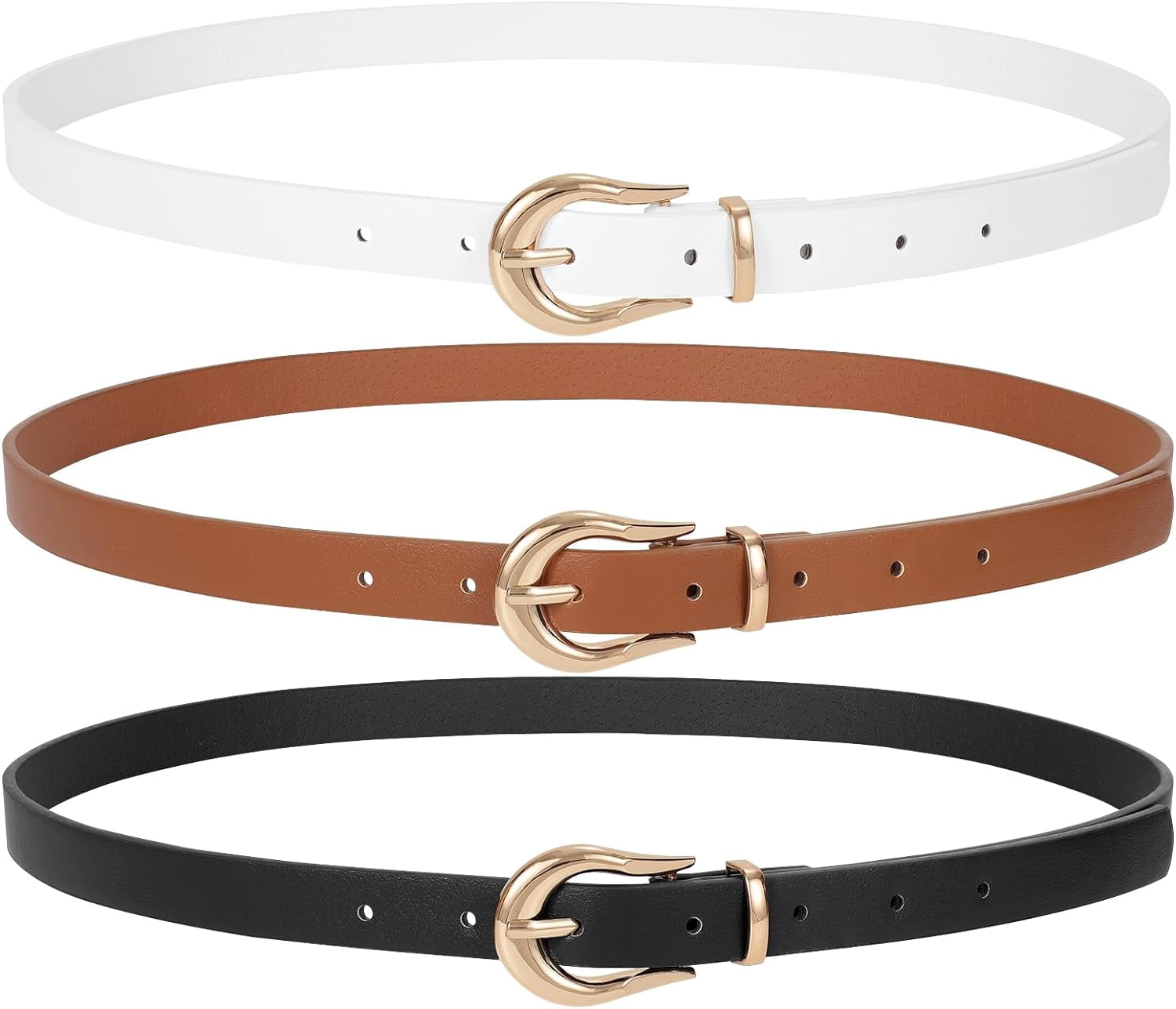 WERFORU Women Skinny Leather Belt for Dress Ladies Thin 