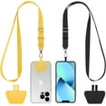 thumbnail image 1 of WERLETER  Phone Lanyard 2 Pcs Adjustable Neck Strap,4 Pcs Patches,Universal Crossbody Multifuctional Cell Phone Lanyards Compatible with Most Smartphones(Black+Yellow), 1 of 16