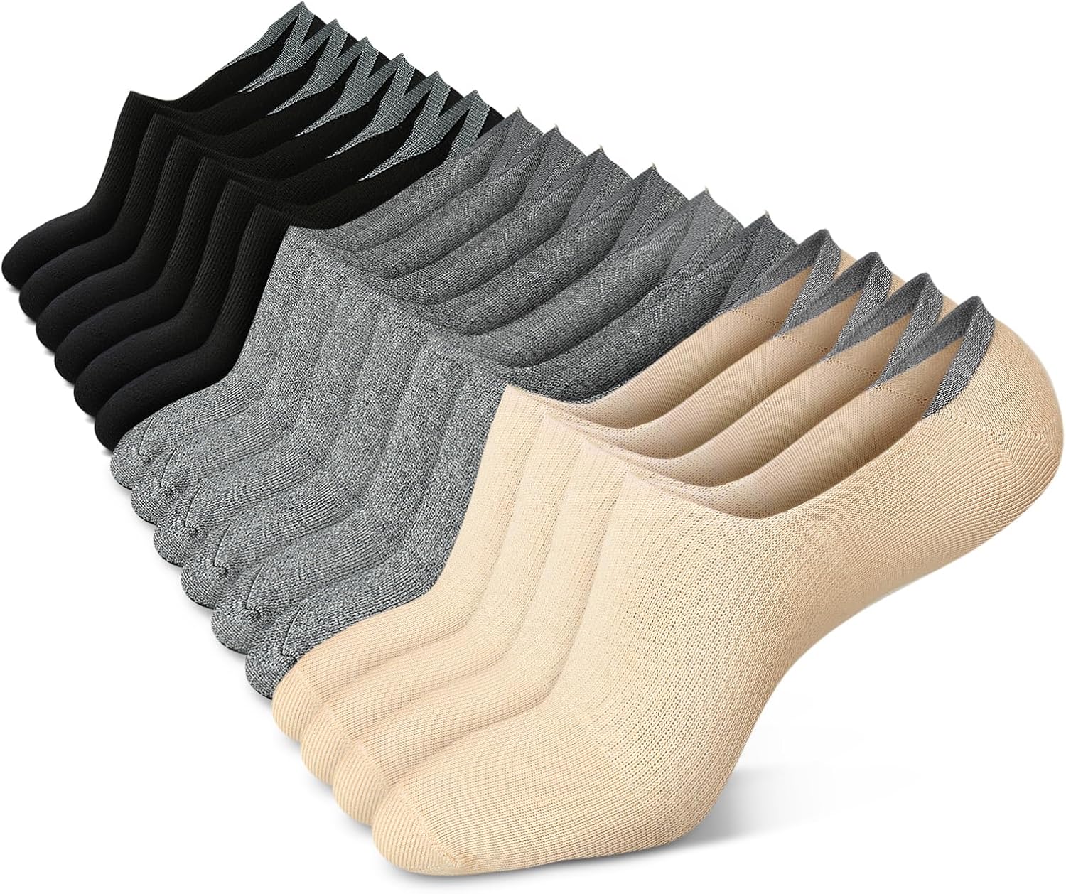 WERNIES No Show Socks Women, 4/8 Pairs Non Slip Low Cut Invisible Ankle Socks, Combed Cotton Breathable Arch Support, for Sneakers Loafers Athletic Shoes