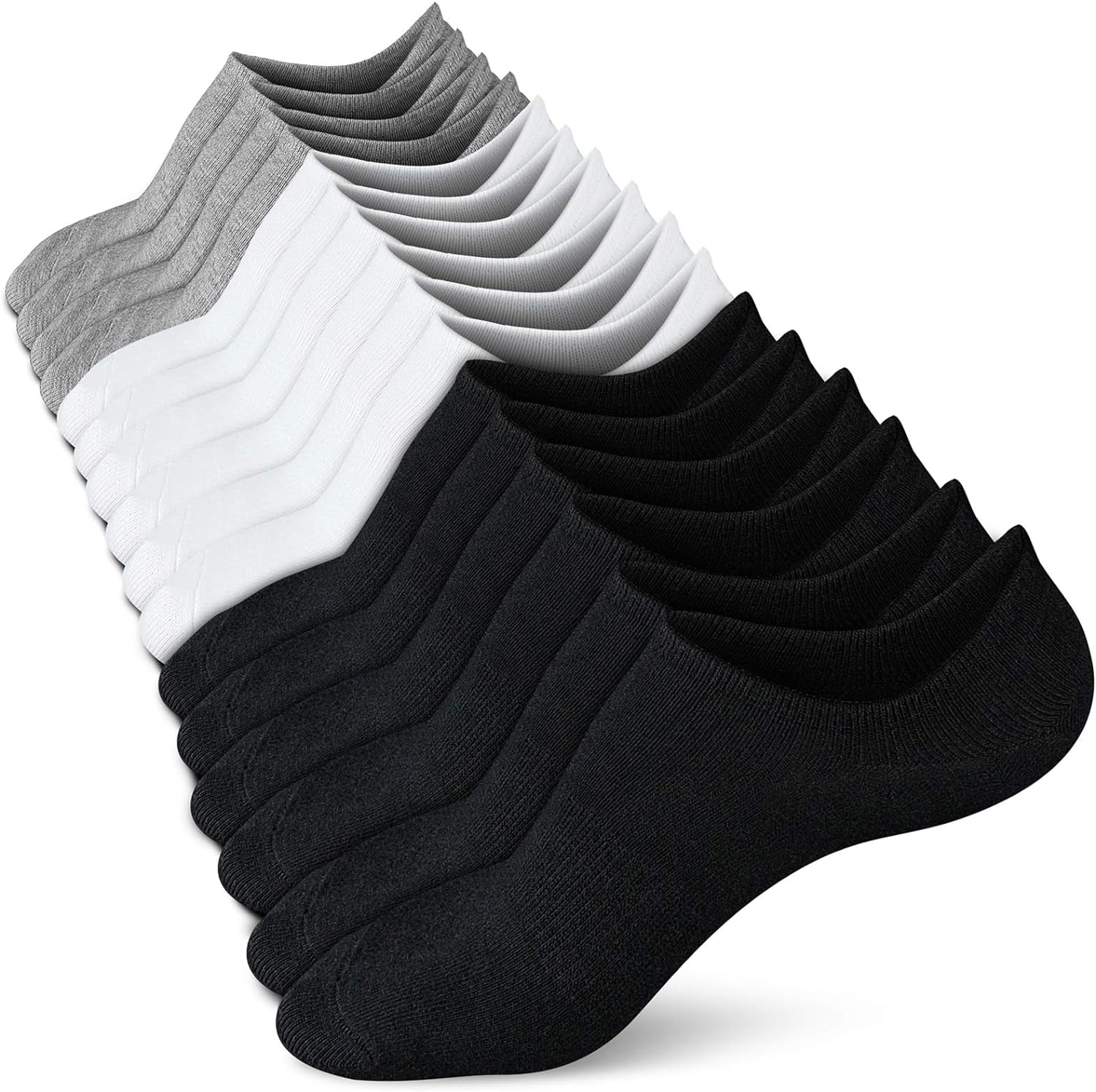 WERNIES No Show Socks Women, 4/8 Pairs Non Slip Low Cut Invisible Ankle Socks, Combed Cotton Breathable Arch Support, for Sneakers Loafers Athletic Shoes