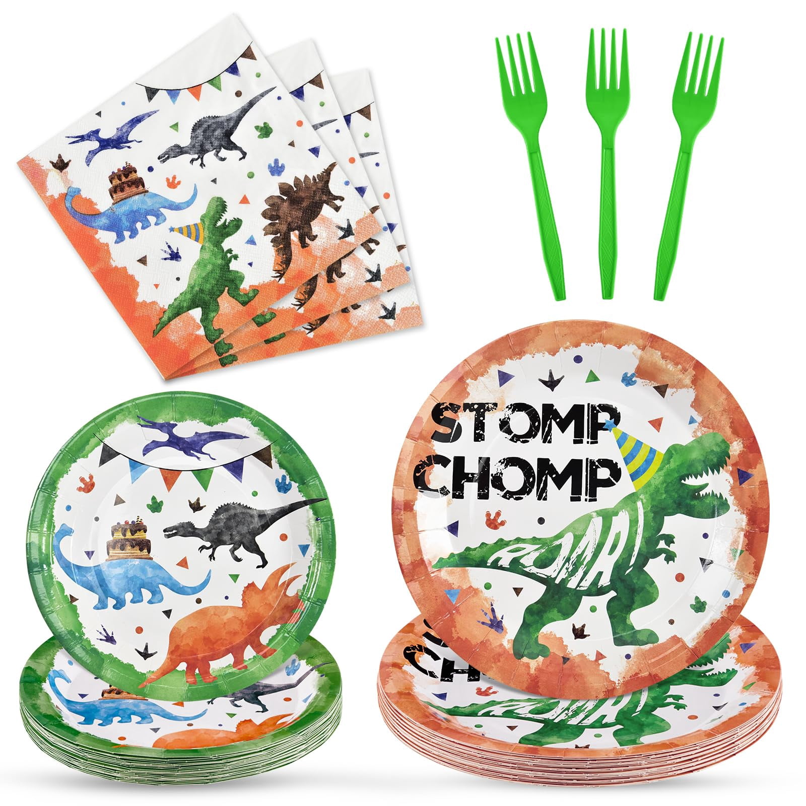 WERNNSAI Dinosaur Party Supplies 96 NSD3 PCS Dino Plates Napkins and — free download