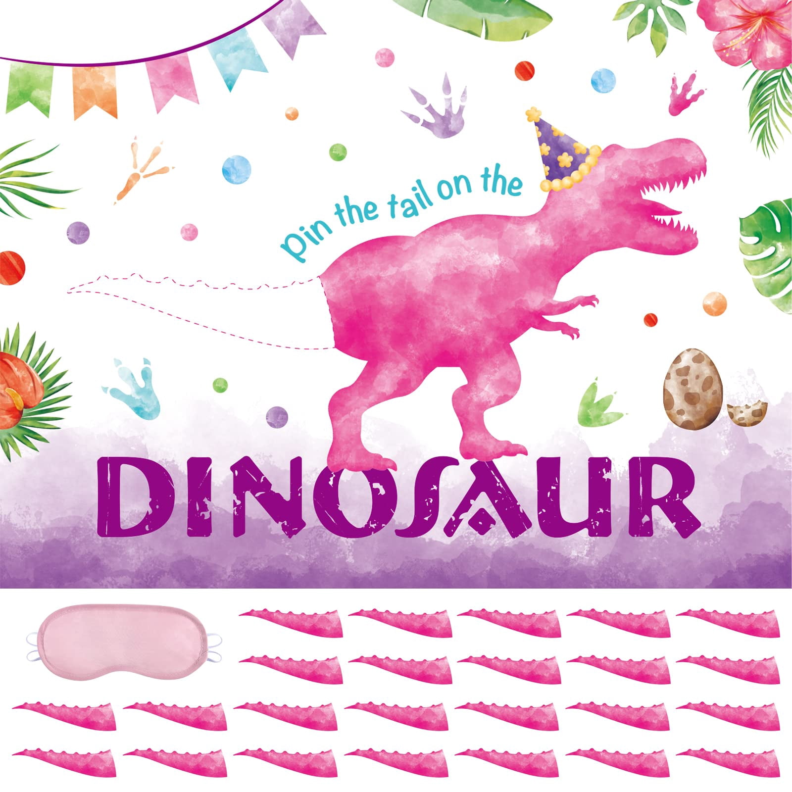 WERNNSAI Pin The Tail on The Dinosaur Game - Dino Theme Party Games for ...