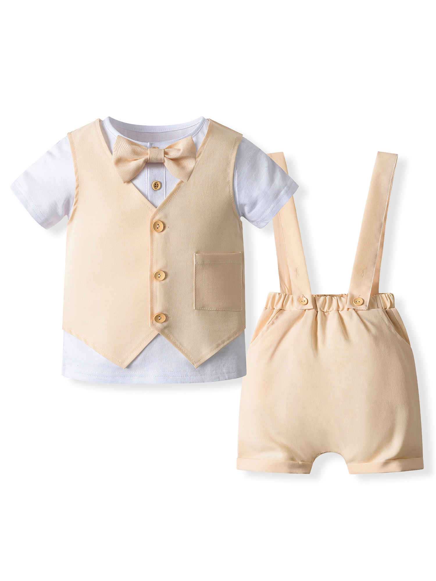 WERNZATT Baby Boy Gentleman Outfit Infant Tuxedo Short Sleeve Button T