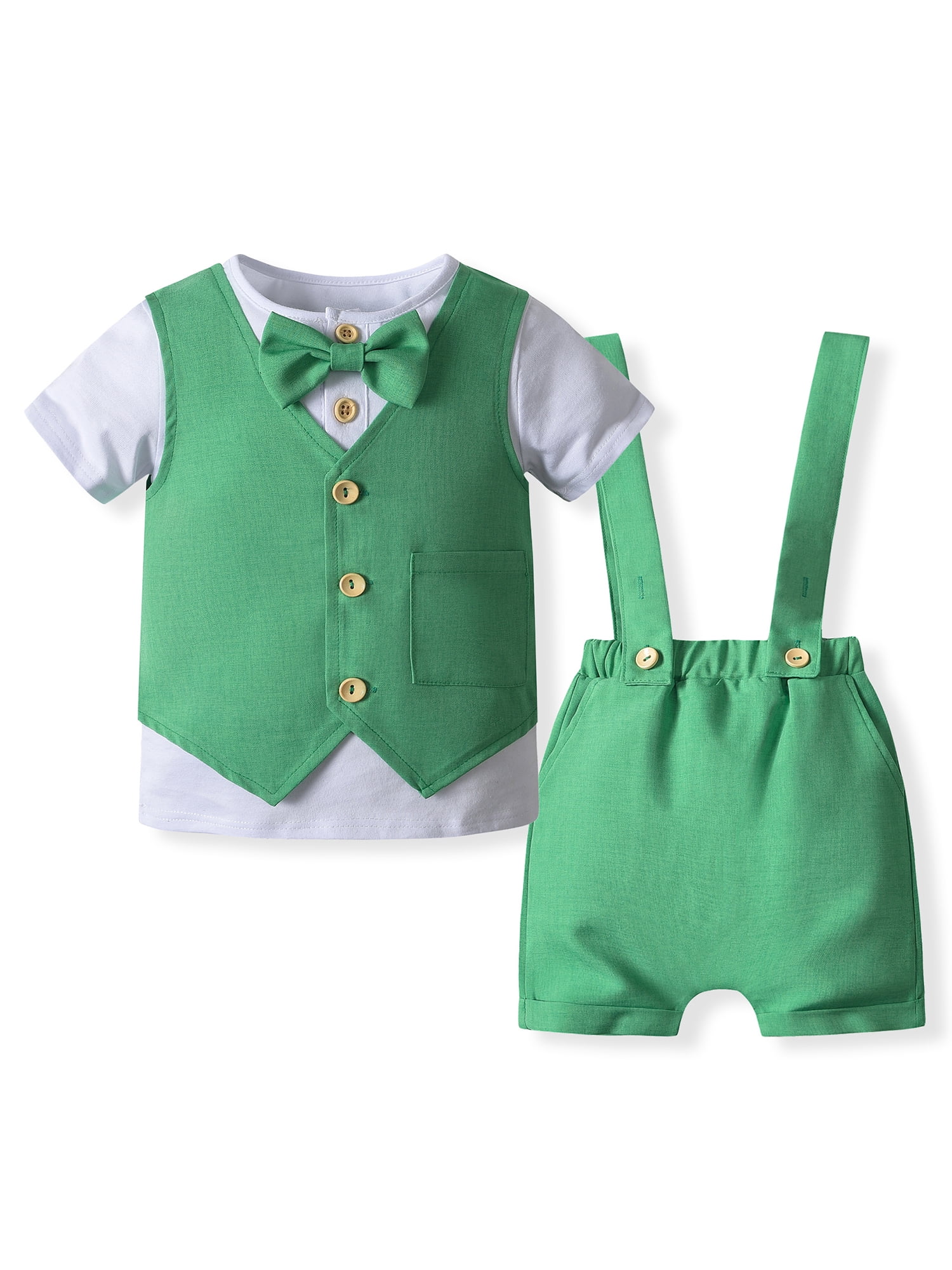 WERNZATT Baby Boy Gentleman Outfit Infant Tuxedo Short Sleeve Button T