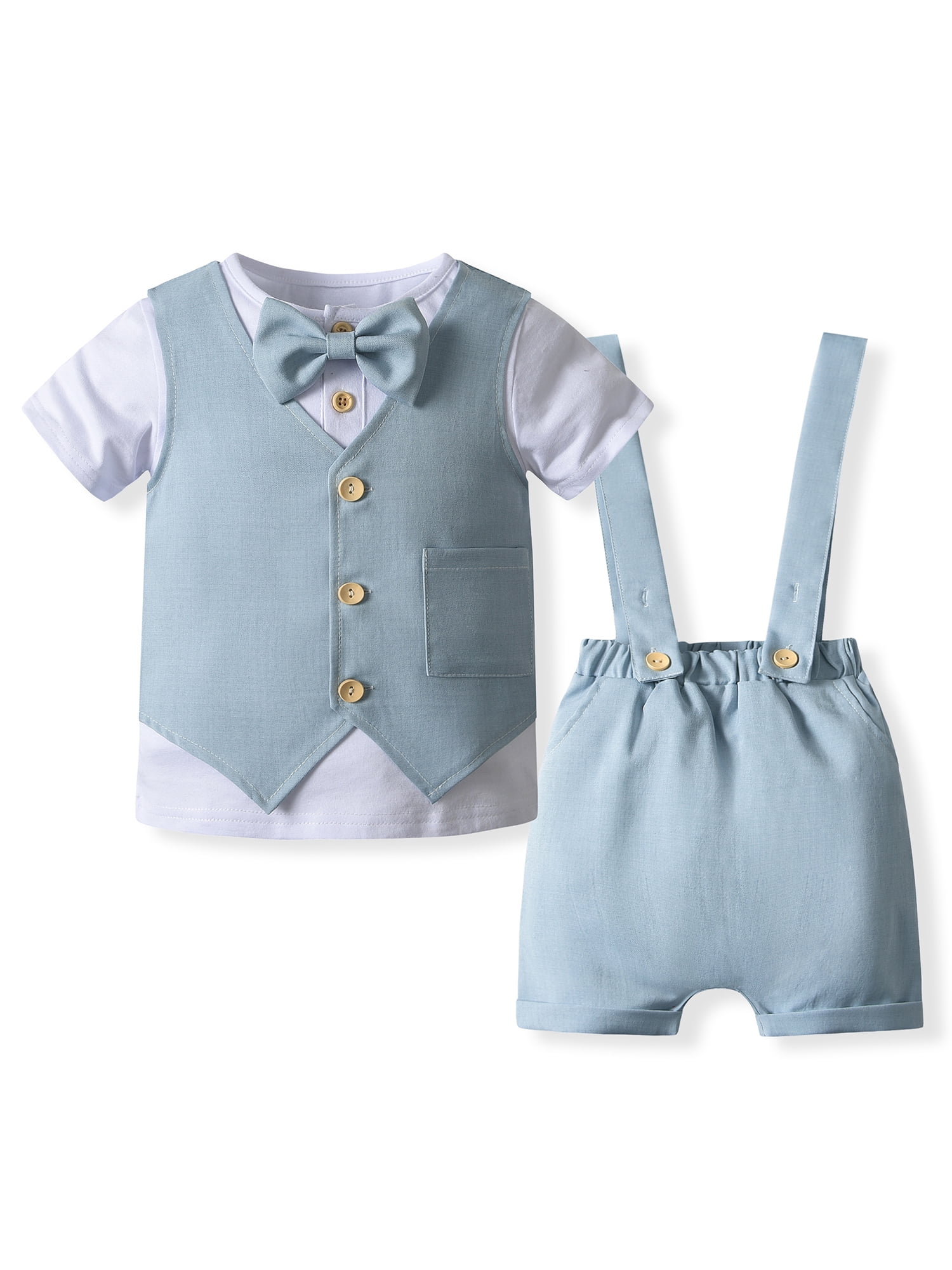 WERNZATT Baby Boy Gentleman Outfit Infant Tuxedo Short Sleeve Button T