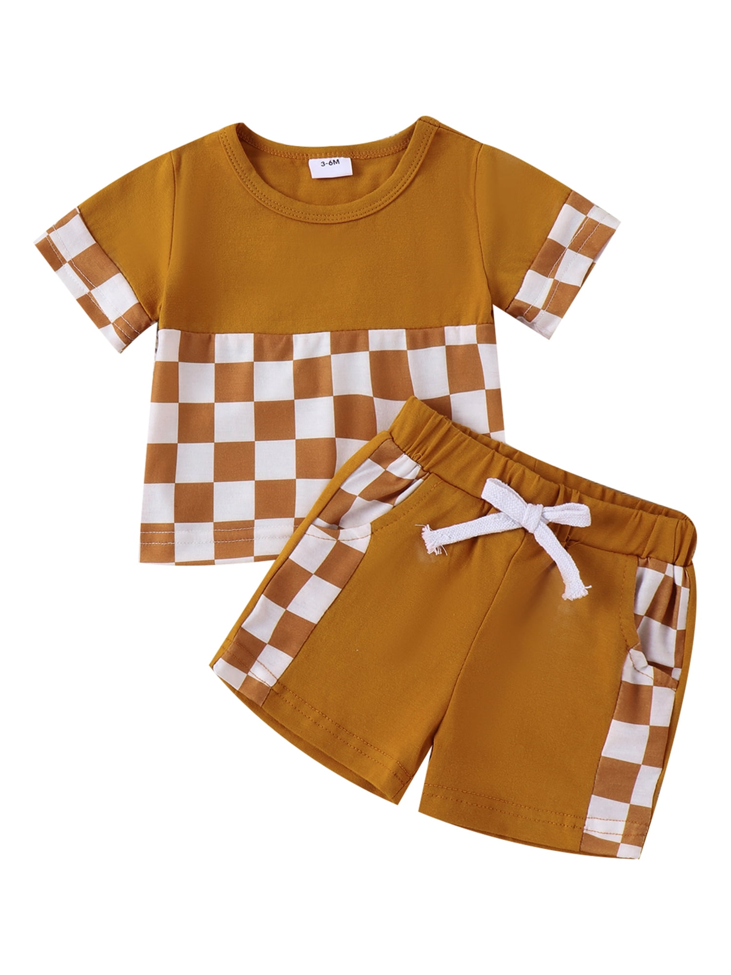Toddler Boys Cotton checkered shirt with Cargo Shorts - 2 Piece Outfit Set main image 1