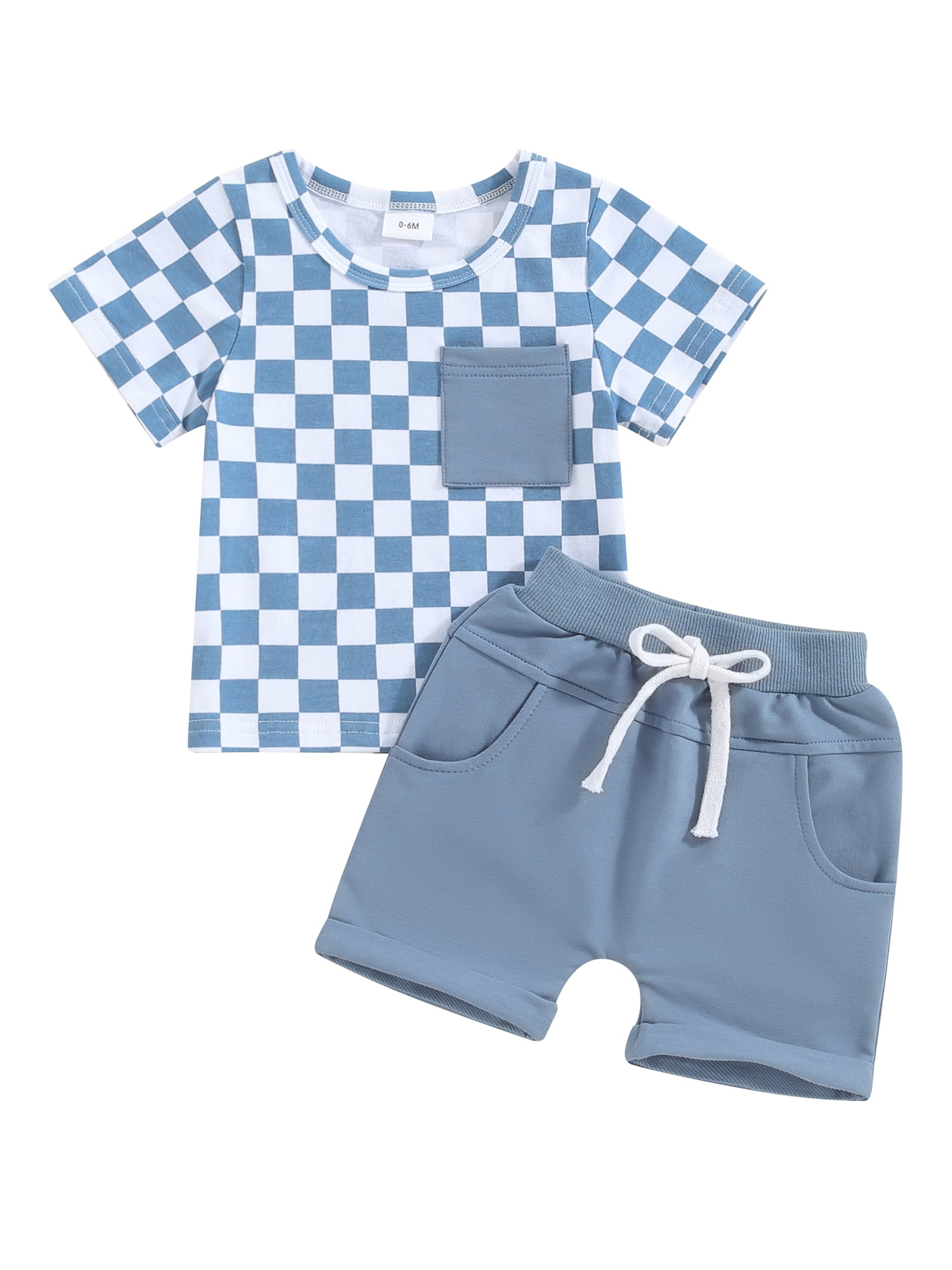 Checkered Vest & Shorts Set with Light Green Tee – Boys Casual Outfit