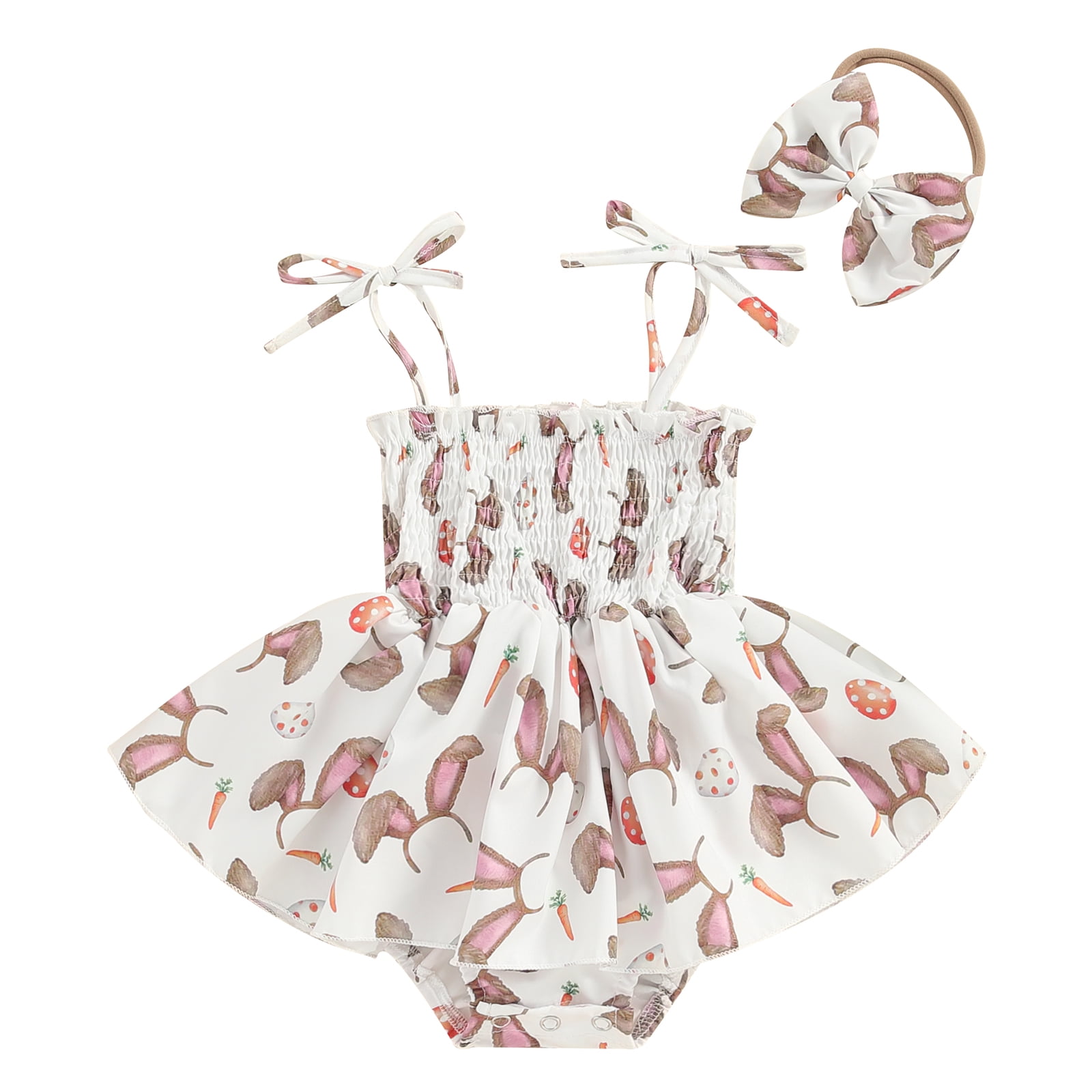 ABAFIP Women's Cute Print Romper Pajama Bodysuit – Short Sleeve, Bowknot, Snap Button Crotch, Peach, X-Large, 95% Polyester 5% Spandex