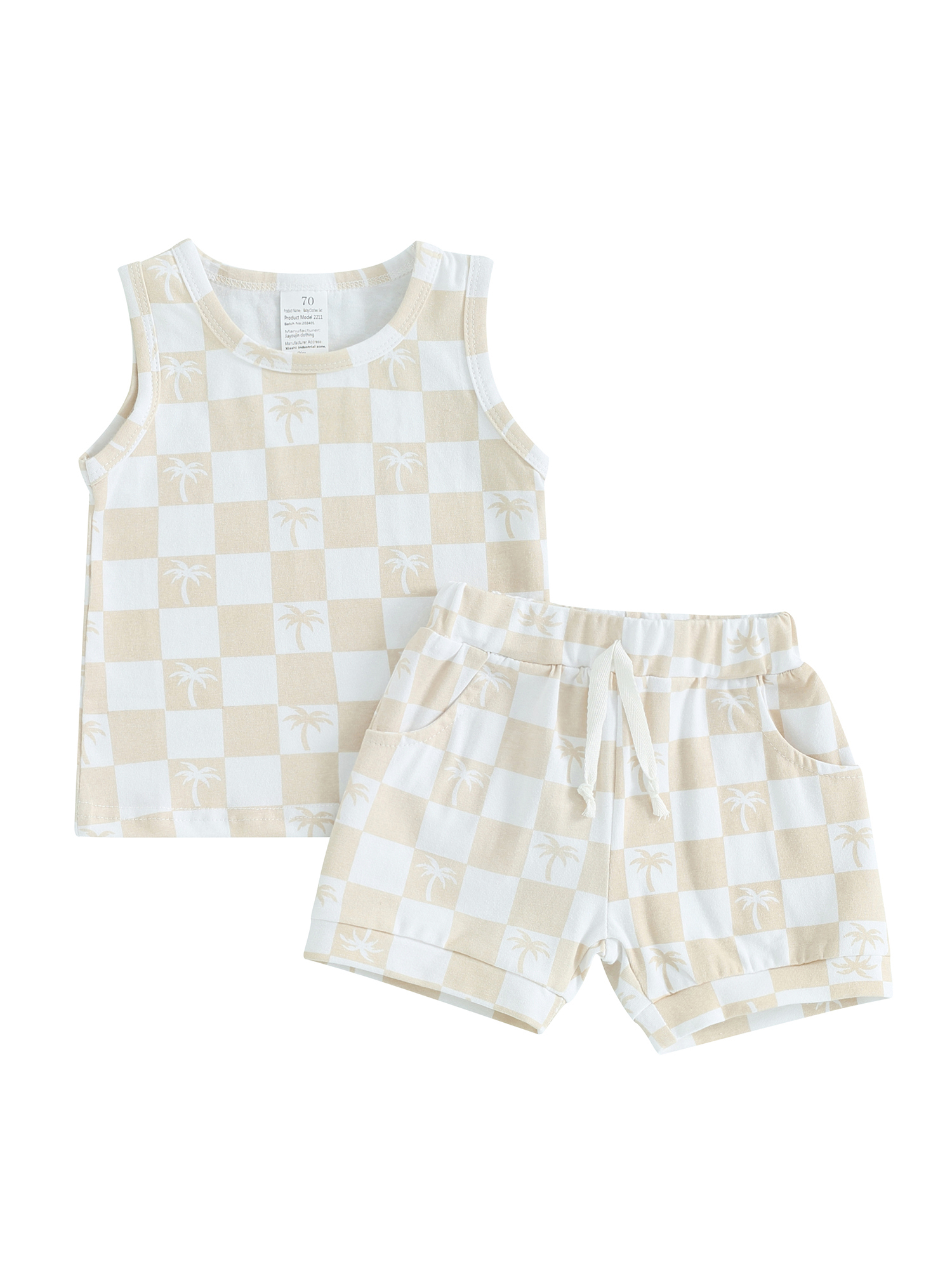 WERNZATT Toddler Boys Summer Checkerboard Tank Tops and Shorts Outfit