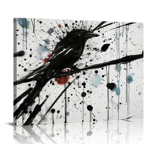 WERPE Abstract Wall Art, Minimalist Abstract Canvas Prints Artwork, Black Ink Abstract Picture for Living Room Wall Decor, Modern Abstract Art Poster Painting for Home Office Wall Decoration