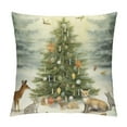 thumbnail image 1 of RUIYC Animals Throw Pillow Cover Snowman Vase Deer Dog Rabbit Bird Xmas Tree Pillow Case Square Winter Snowfield Pillowslip, Great for Sofa, Patio, bedroom Decor White, 1 of 5