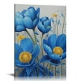 thumbnail image 1 of WERPE Blue Flower Wall Art,Flowers On the Grey Background Nature Scenery Canvas Print Wall Art Picture for Living Room Bedroom Wall Painting Decoration Modern Artwork Ready to Hang, 1 of 4