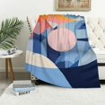 thumbnail image 1 of WERPE Boho Mid Century Throws Blankets Blue Modern Abstract Throw Blanket Minimalist Sun Mountain Geometric Aesthetic Soft Warm Bed Bedding Women Blankets for Couch Bedroom Office White, 1 of 6