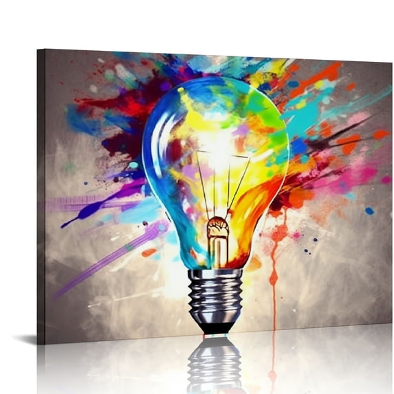 WERPE Colorful Light Bulb Graffiti Art Canvas Painting Abstract Posters and Prints on The Wall Art Picture for Living Room Decor 16x12in