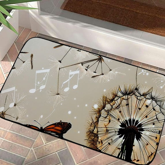 WERPE Dandelion Butterfly Music Note Outdoor Entry Yard Floor Patio Felt Square Mat 19.68*39.37 in