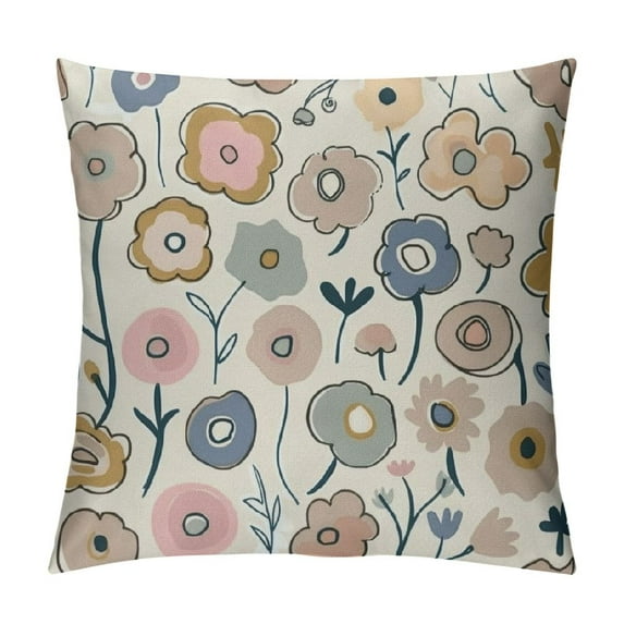 WERPE Decorative Throw Pillow Cover Case Cute Rainbow Flowers Pillow Cases Square Standard Cushion Covers for Outdoor Couch Sofa Bed Car Gift Double Side Design