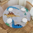 thumbnail image 1 of WERPE Dinosaur Print Round Tablecloth for Outdoor Picnic Camping and Indoor Kitchen Dining Party White, 1 of 8
