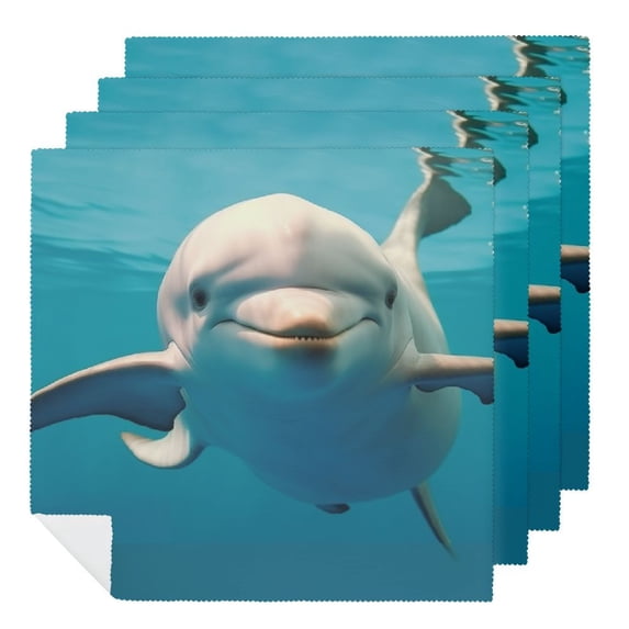 WERPE Dolphin Water Tank Cloth Napkins Polyester Home Decor Party Dinner Decoration Washable Napkins 2 PCS
