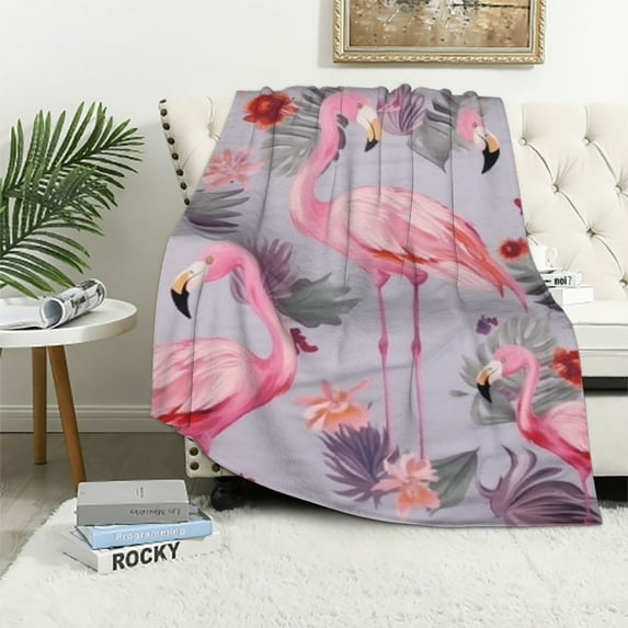 WERPE Flamingo Christmas Blanket, Flamingo Blankets for Girls, Flamingo Blankets for Kids, Flamingo Blankets for Women, Flamingo Blankets, Flamingo Christmas Decorations White