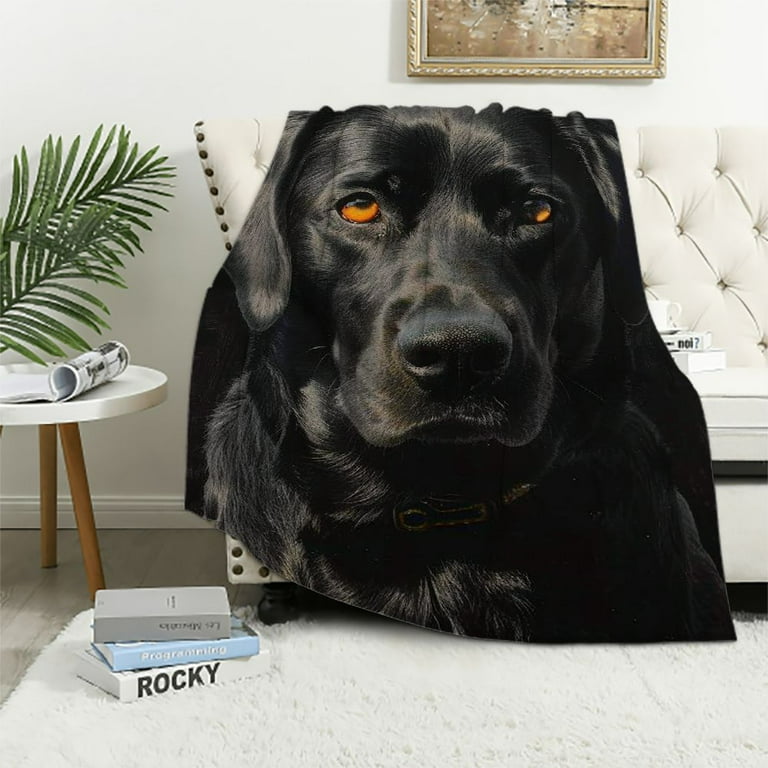 WERPE Flannel Throw Blanket Dog Low Key Portrait of Curious Adopted Black Labrador Home Decorative Warm Cozy Soft Blanket for Couch Sofa Bed White Walmart