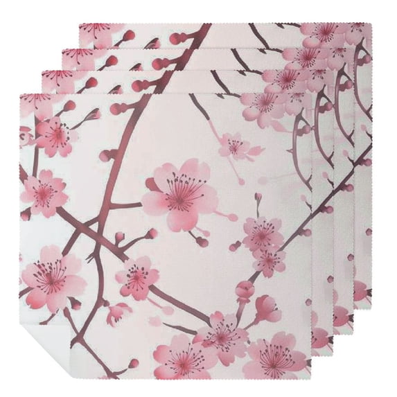WERPE Flowers Cloth Napkins Polyester Reusable Machine Washable Fabric for Events Home Decor 4 PCS