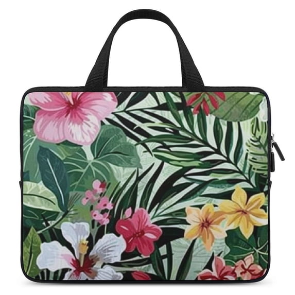 WERPE Flowers Leaves Green Leaf Pattern Neoprene Laptop Sleeve Carrying Bag Soft Travel Case Ideal for Daily Commute or Travel 13inch