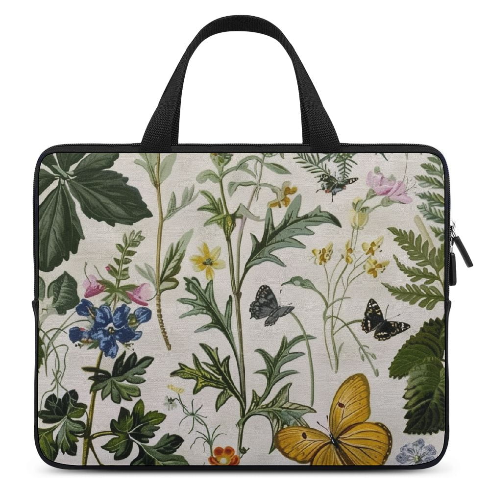 WERPE Flowers Plants Butterfly Laptop Bag Diving Fabric Soft Carrying Travel Case Computer Protective Handle Case 15inch Walmart