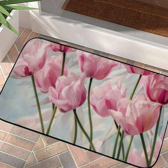 WERPE Flowers Square Door Mat Indoor/Outdoor/Bathroom Mats for Home Entrance 19.68*39.37 in