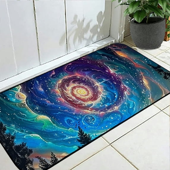 WERPE Galaxy Stars Trees Square Floor Mat for Home Entrance Outside Entry 19.68*47.24 in