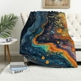 thumbnail image 1 of WERPE Gold and Blue Abstract Art Flannel Blanket Durable and Long-lasting White, 1 of 6