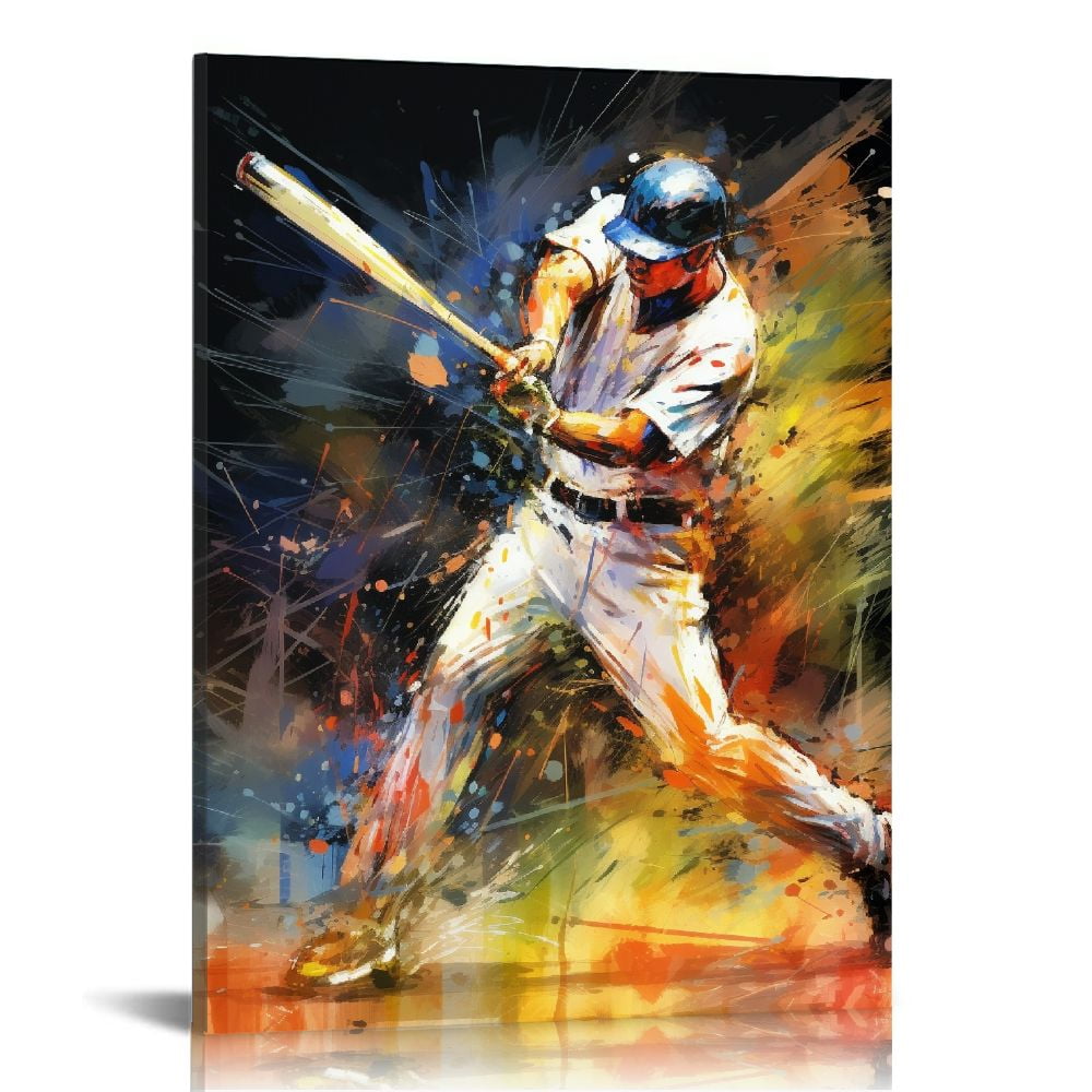 WERPE Graffiti Baseball Wall Art Sports Decor for Teen Boy Room Wall