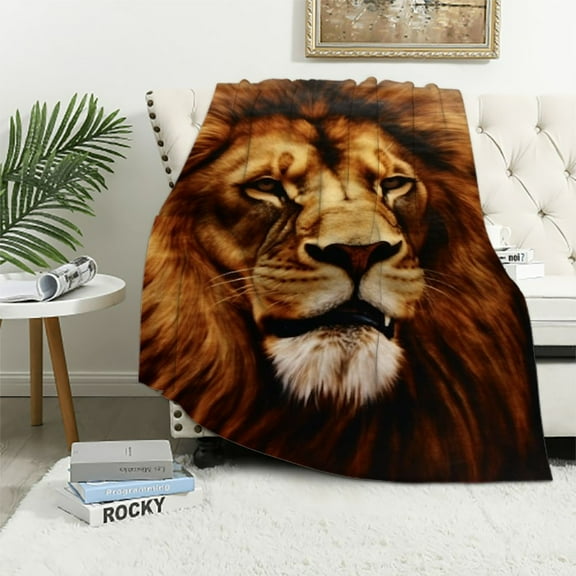 WERPE  Korean Mink Blanket 5 LB - 2 Ply Reversible 520GSM Silky Soft Plush Warm Blanket for Autumn Winter (Queen, Lion/Dolphin) White