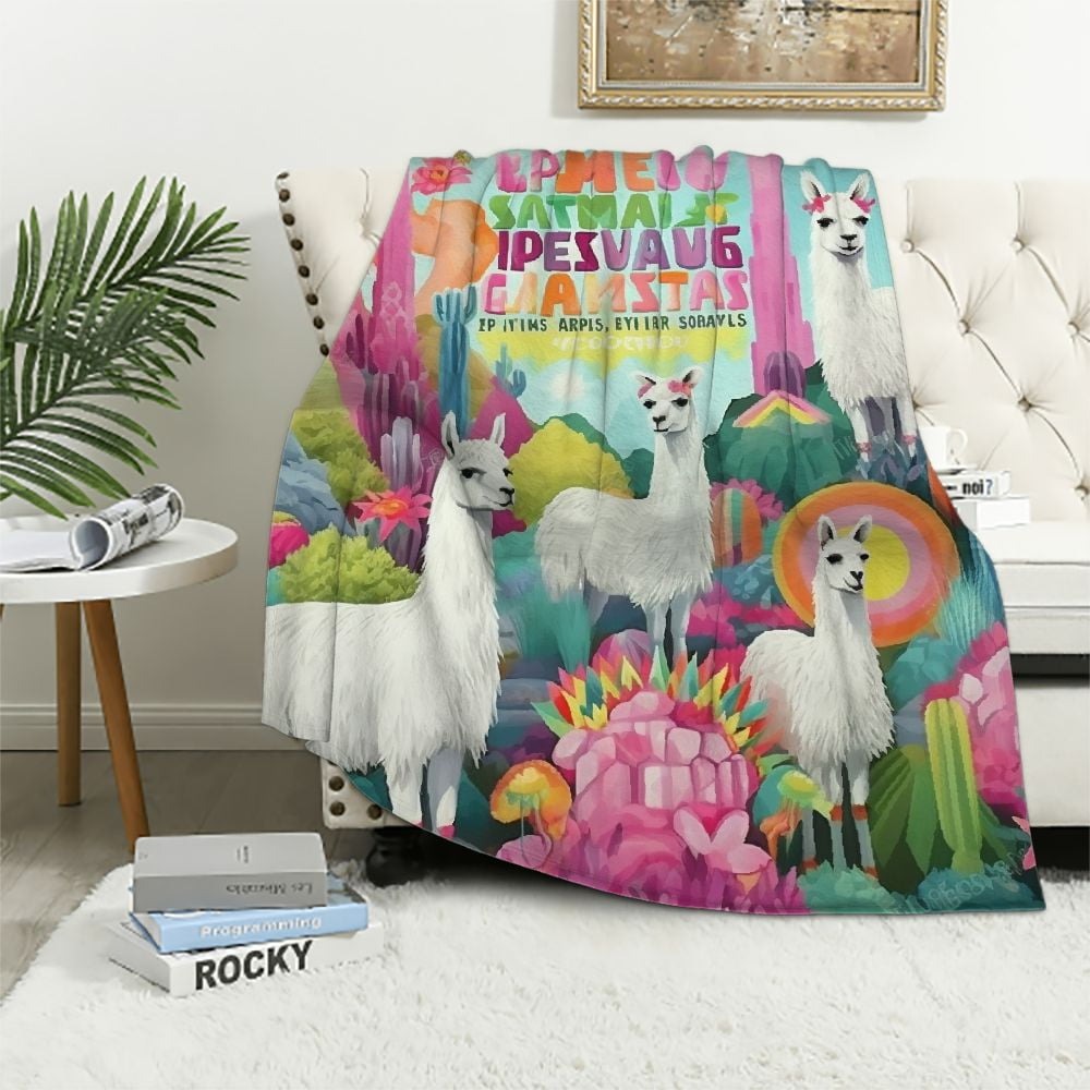 WERPE Llama Gifts for Women Girls Llama Blanket Just A Girl Who Loves Llamas Blanket Gifts for Llama Lovers Alpaca Blanket Alpaca Gifts Cozy Lightweight Llama Blanket for Sofa Couch White Walmart