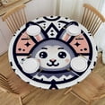 thumbnail image 1 of WERPE Lovely Fat Rabbit Lightweight Tablecloths Round Table Cover White, 1 of 7