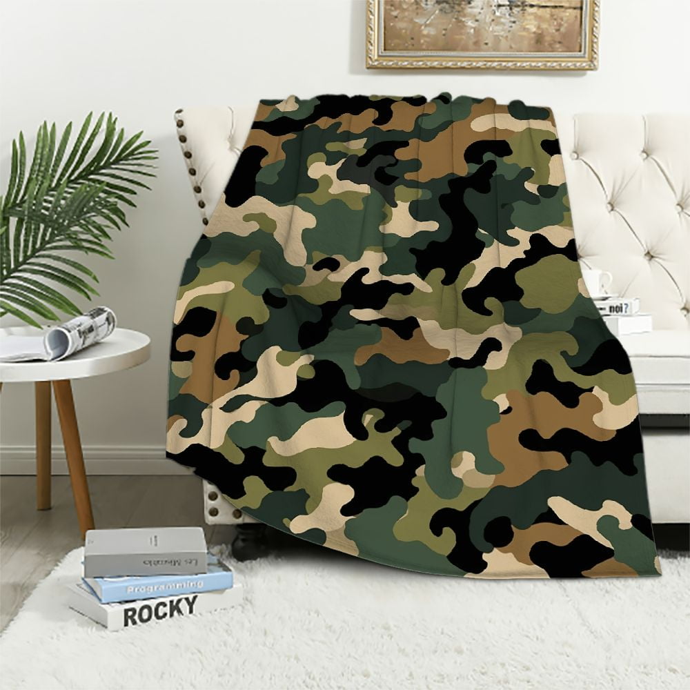 WERPE Military Camouflage Blanket Army Green Blankets and Throws