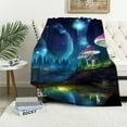 thumbnail image 1 of WERPE  Mushroom Blanket Gifts for Women Girls Mom, Galaxy Space Fantasy Plant Print Decoration for Home Bedroom Living Room Couch Lounge, Soft Cozy Lightweight Throw Blankets Twin White, 1 of 6