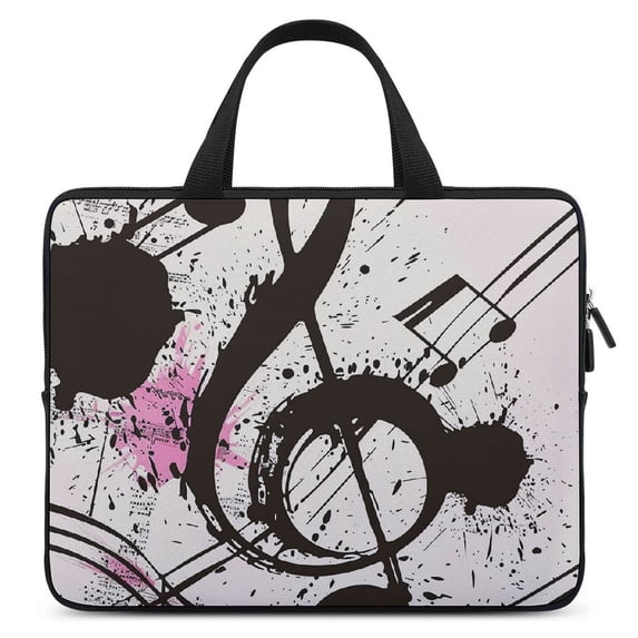 WERPE Music Note Paint Splatters Treble Laptop Bag Diving Fabric Computer Protective Handle Case Tablet Cover Neoprene 13inch