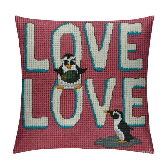 WERPE Penguins Make Me Happy Throw Pillow Cover Cute Cartoon Penguin Decor Decorations for Home Bedroom Living Room Girls Room,Gifts for Penguin Lovers Owners Girls Women