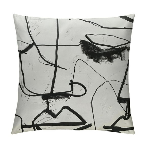 WERPE Pillowcases White Black Abstract Face Geometric Print Decorative Bed Pillow Covers with Envelope Closure Hotel Quality Soft Breathable
