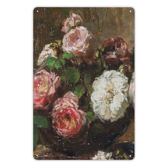 RUIYC Pink Roses Art Decor Aesthetic 8*12in Wall Decor For Home Bedroom Bar Bathroom Decor Gifts 8x12in