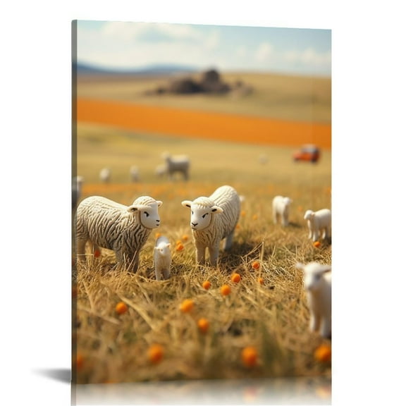 WERPE Ploceiny christian wall art,Jesus and Lamb Canvas Wall Art Jesus Running After Lost Lamb Picture Wall Art Canvas Print Christian Lamb of God Home Decor Jesus Saves the Lamb a lost lamb